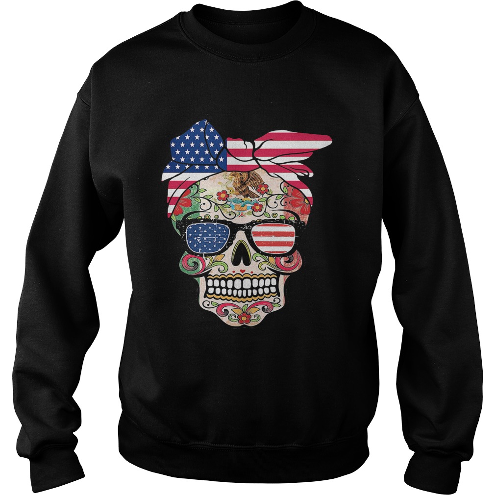 Hippie skull american flag independence day Sweatshirt