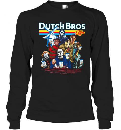 Horror Movie Characters Dutch Bros Coffee Halloween T-Shirt Long Sleeved T-shirt 