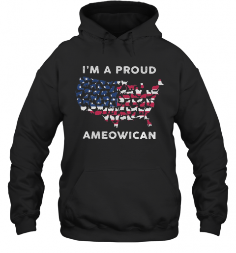 I'M A Proud Ameowican American Flag Veteran Independence Day T-Shirt Unisex Hoodie