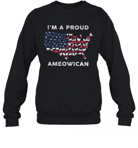I'M A Proud Ameowican American Flag Veteran Independence Day T-Shirt Unisex Sweatshirt