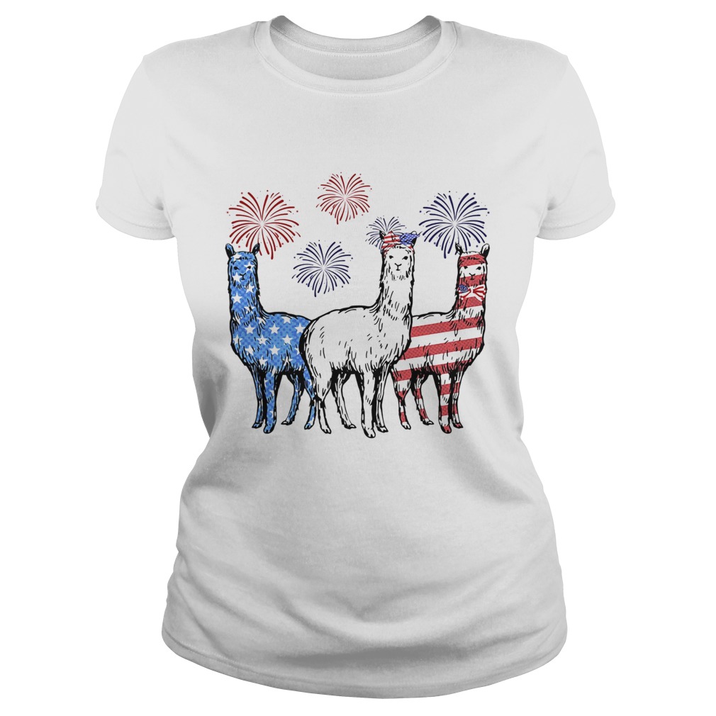 Independence Day Llamas Wear Bow Tie Firework Classic Ladies