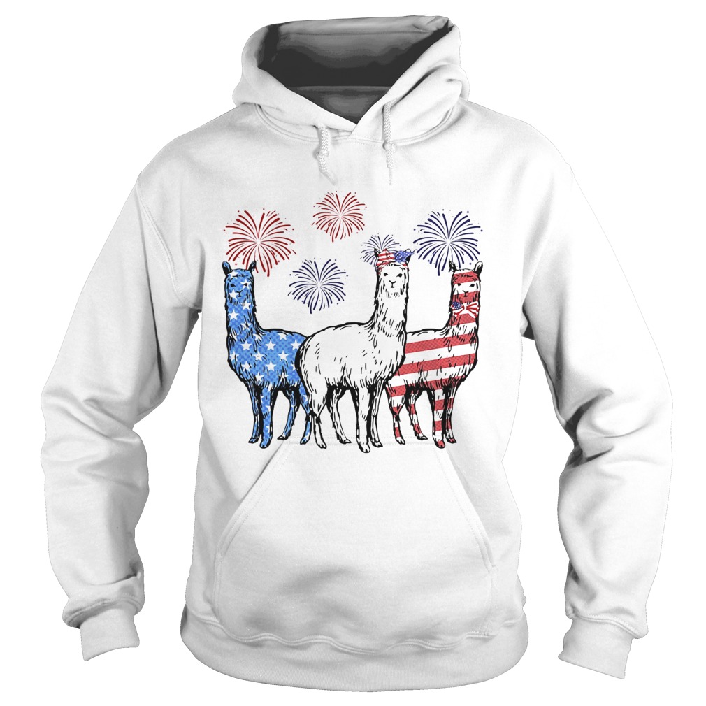 Independence Day Llamas Wear Bow Tie Firework Hoodie