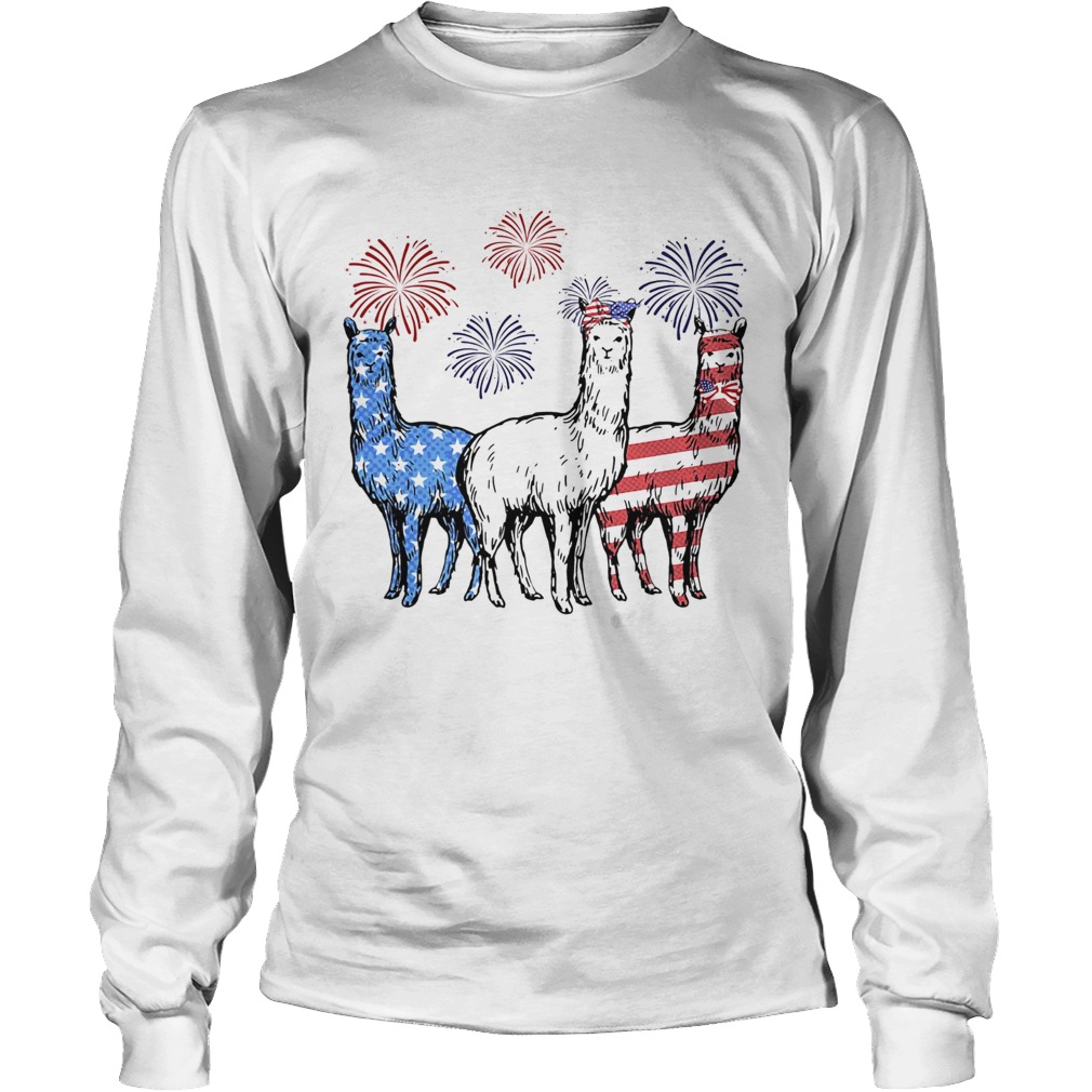 Independence Day Llamas Wear Bow Tie Firework Long Sleeve