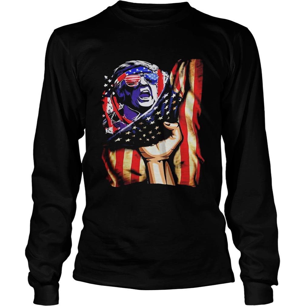 Independence Day Trump glasses flag america Long Sleeve
