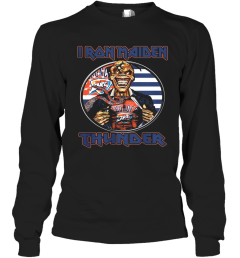 Iron Maiden Oklahoma City Thunder American Flag Independence Day T-Shirt Long Sleeved T-shirt 