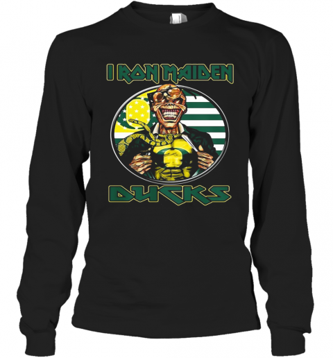 Iron Maiden Oregon Ducks American Flag Independence Day T-Shirt Long Sleeved T-shirt 