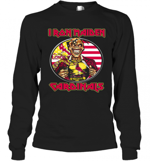 Iron Maiden St. Louis Cardinals American Flag Independence Day T-Shirt Long Sleeved T-shirt 