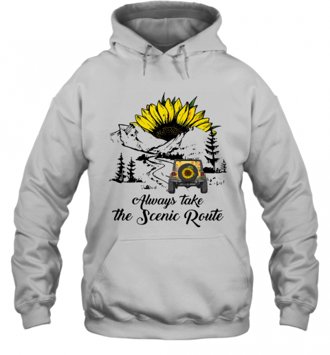 Jeep Sunflower Alway Take The Scenic Route T-Shirt Unisex Hoodie