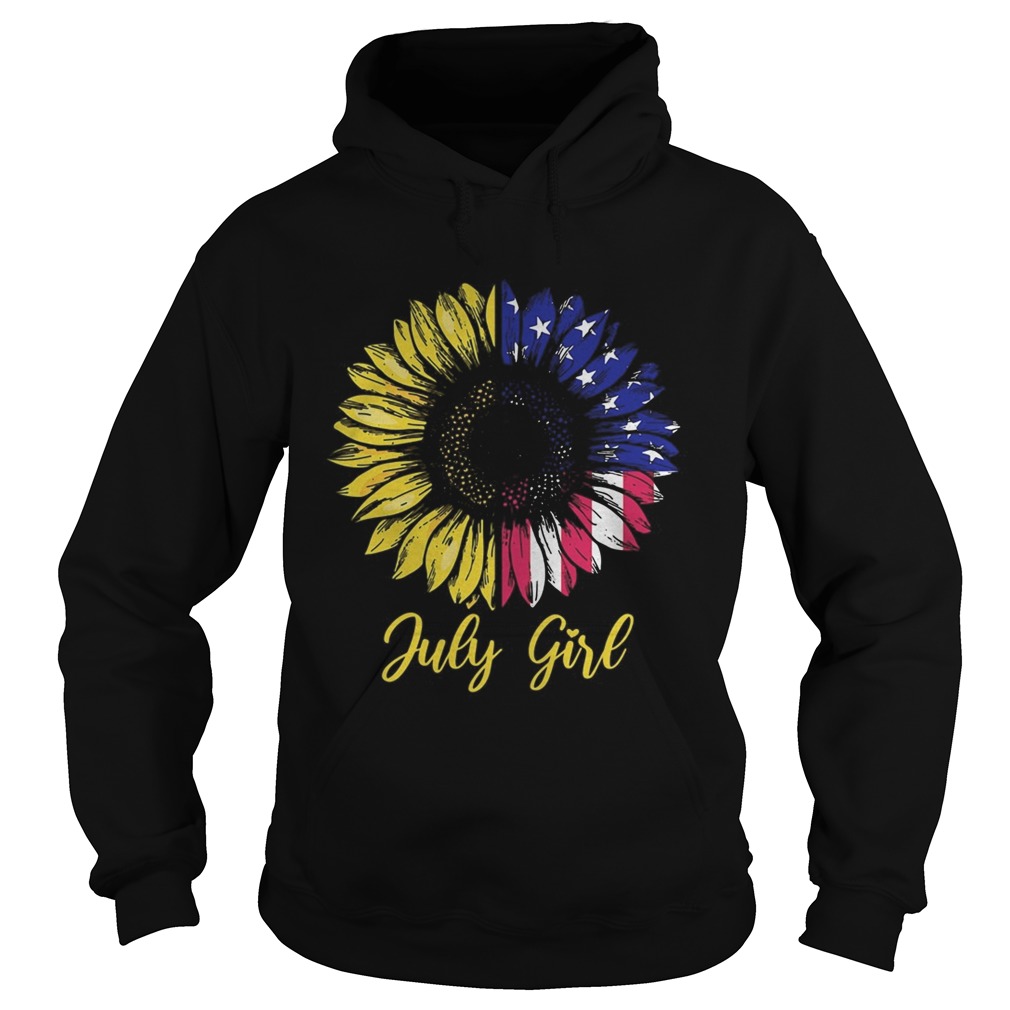 July girl sunflower aemrican flag independence day Hoodie