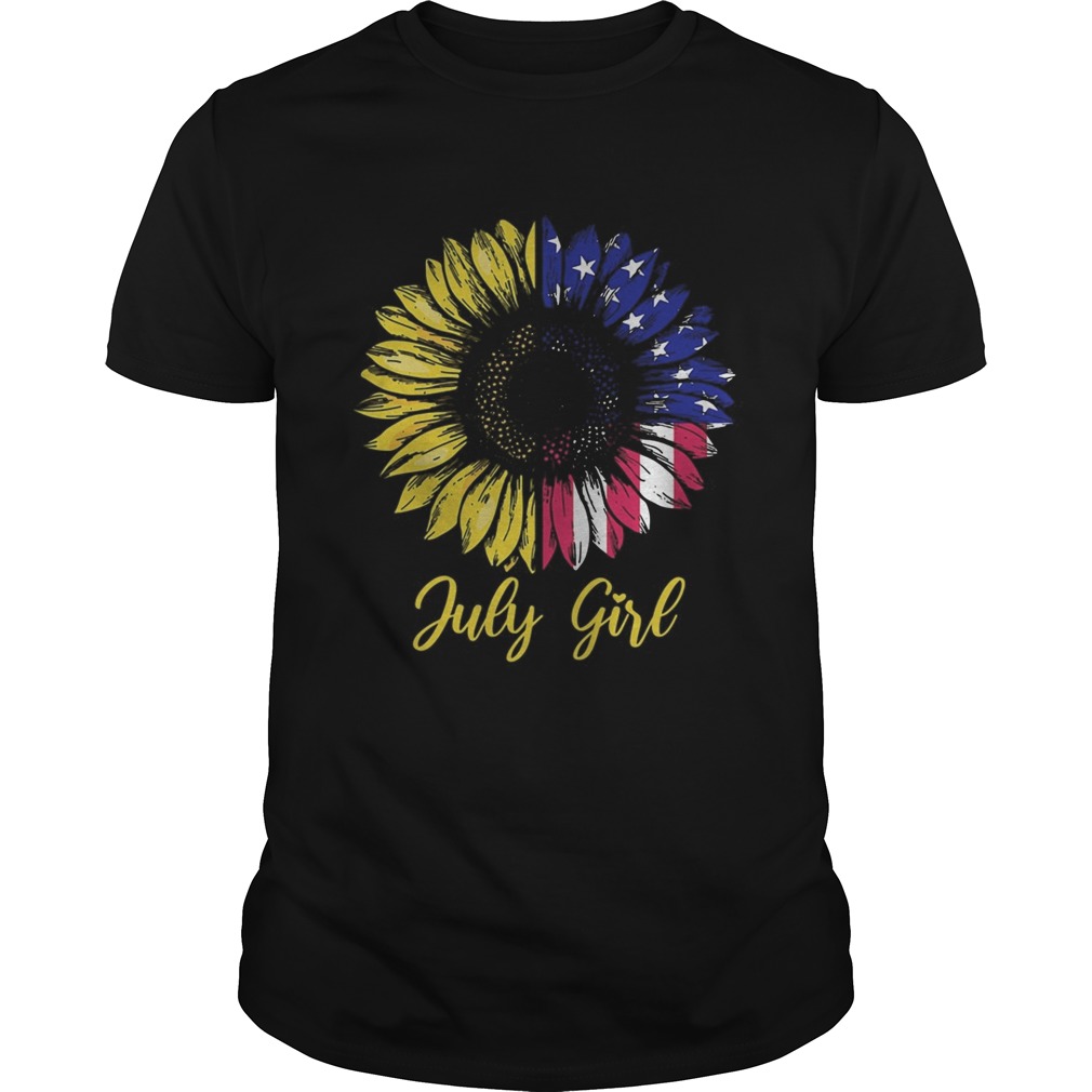 July girl sunflower aemrican flag independence day shirt