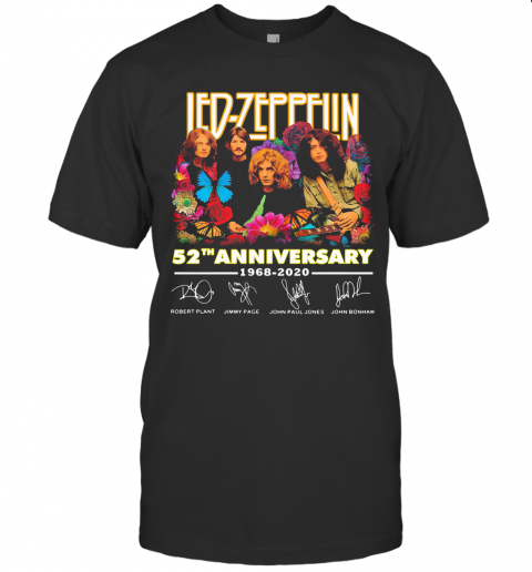 Led Zeppelin Butterfly 52 Anniversary 1968 2020 Signatures T-Shirt
