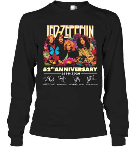 Led Zeppelin Butterfly 52 Anniversary 1968 2020 Signatures T-Shirt Long Sleeved T-shirt 