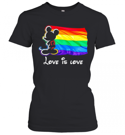 Lgbt Mickey Mouse Love Is Love Black T-Shirt Classic Women's T-shirt