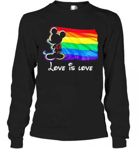 Lgbt Mickey Mouse Love Is Love Black T-Shirt Long Sleeved T-shirt 