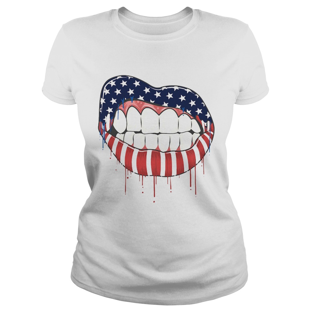 Lips american flag independence day Classic Ladies