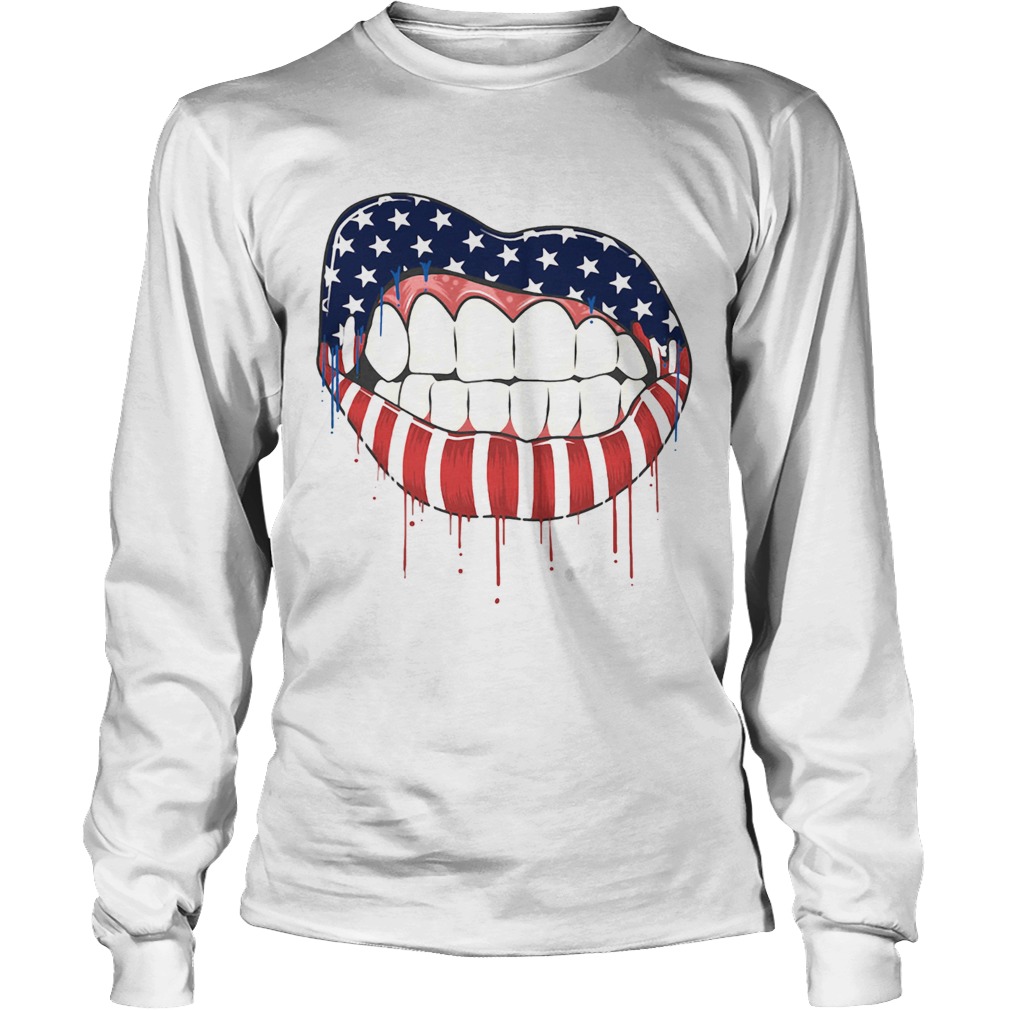 Lips american flag independence day Long Sleeve