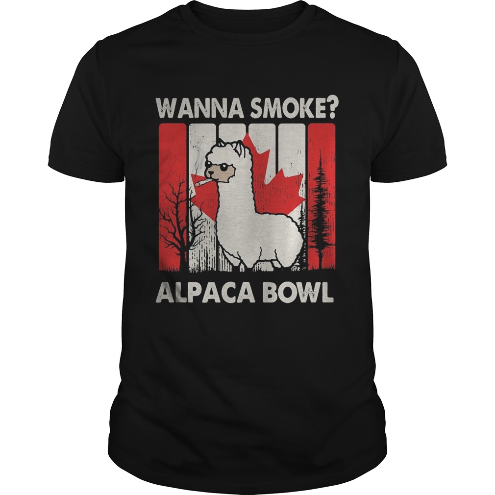 Llama wanna smoke alpaca bowl version vintage canada shirt