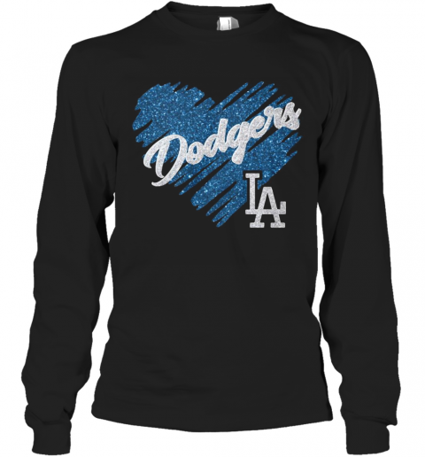Los Angeles Dodgers Heart T-Shirt Long Sleeved T-shirt 