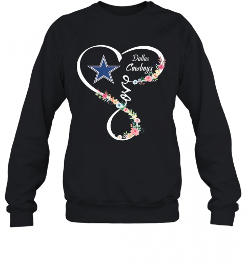 Love Dallas Cowboys Football Heart Flowers T-Shirt Unisex Sweatshirt