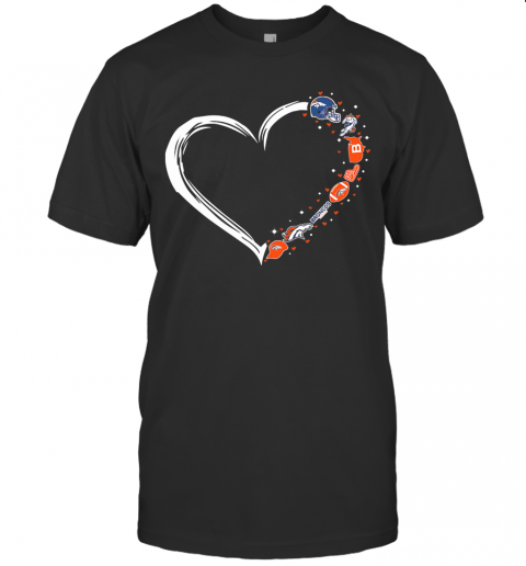 Love Denver Broncos Football Hearts T-Shirt Classic Men's T-shirt