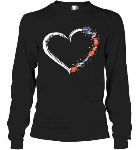 Love Denver Broncos Football Hearts T-Shirt Long Sleeved T-shirt 