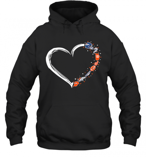 Love Denver Broncos Football Hearts T-Shirt Unisex Hoodie