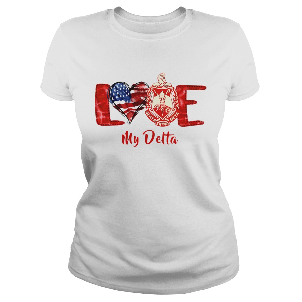 Love Heart American Flag Delta Sigma Theta Classic Ladies