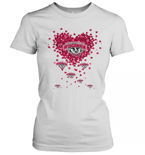 Love University Of Wisconsin Logo Hearts T-Shirt Classic Women's T-shirt