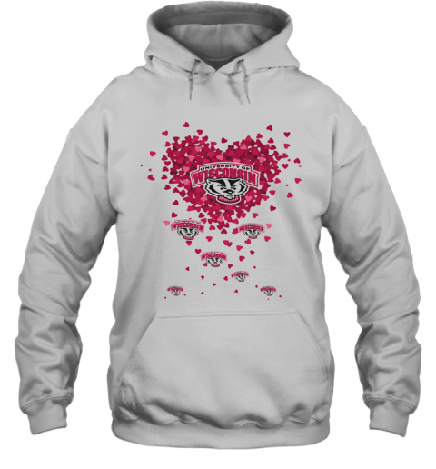 Love University Of Wisconsin Logo Hearts T-Shirt Unisex Hoodie