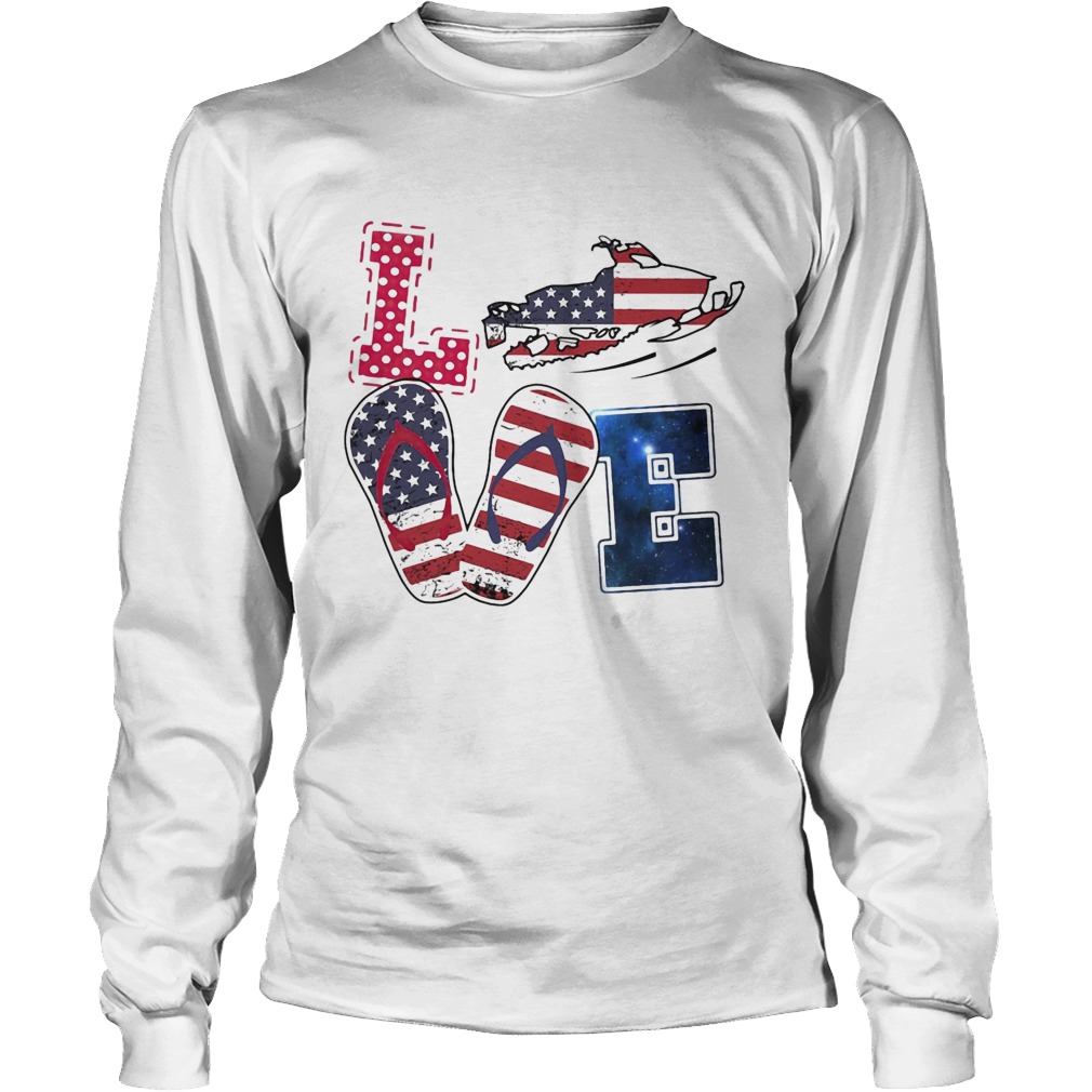 Love snowmobile sandals american flag independence day Long Sleeve