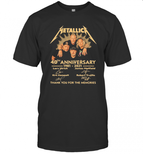 Metallica 40Th Anniversary 1980 2020 Thank You For The Memories Signatures T-Shirt
