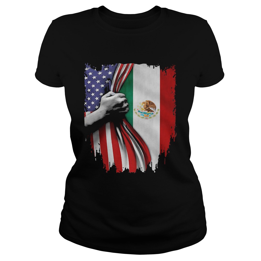 Mexico and American flag veteran Independence Day hand Classic Ladies