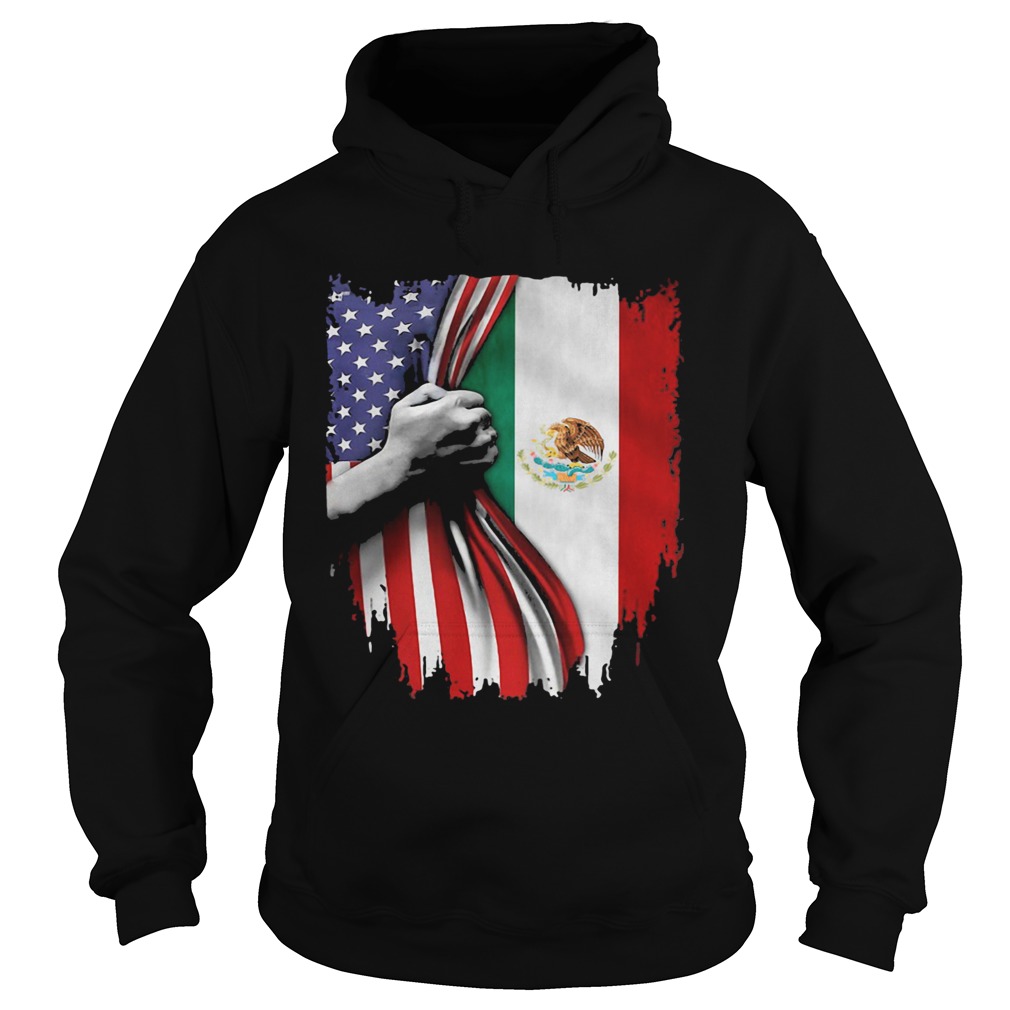 Mexico and American flag veteran Independence Day hand Hoodie