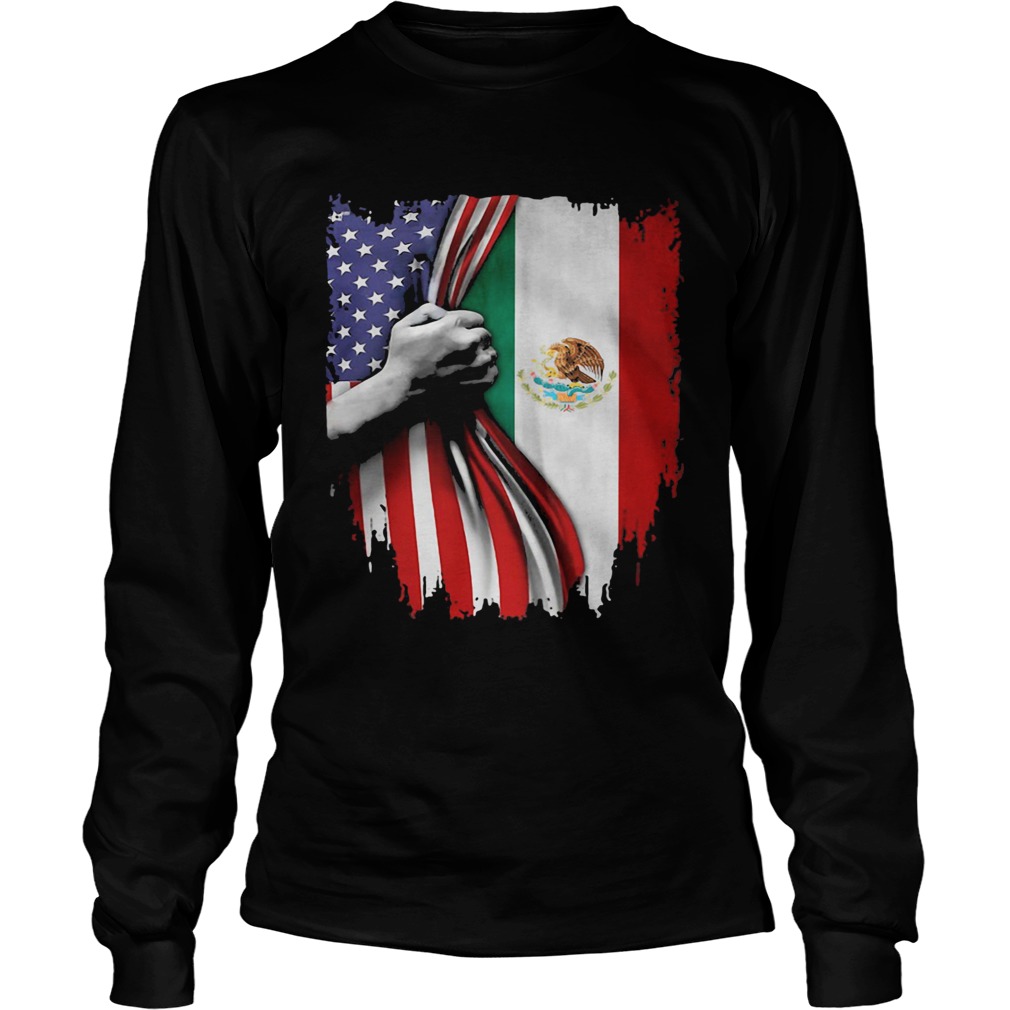 Mexico and American flag veteran Independence Day hand Long Sleeve