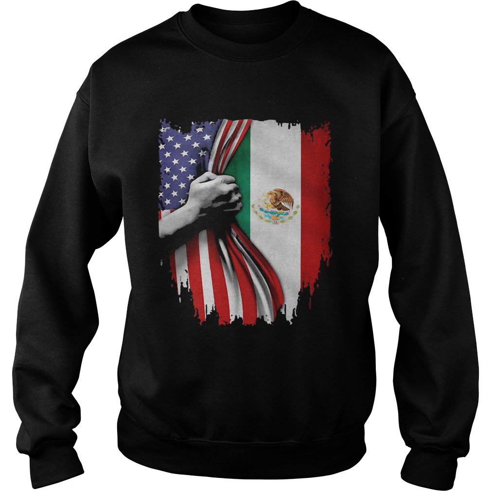 Mexico and American flag veteran Independence Day hand Sweatshirt