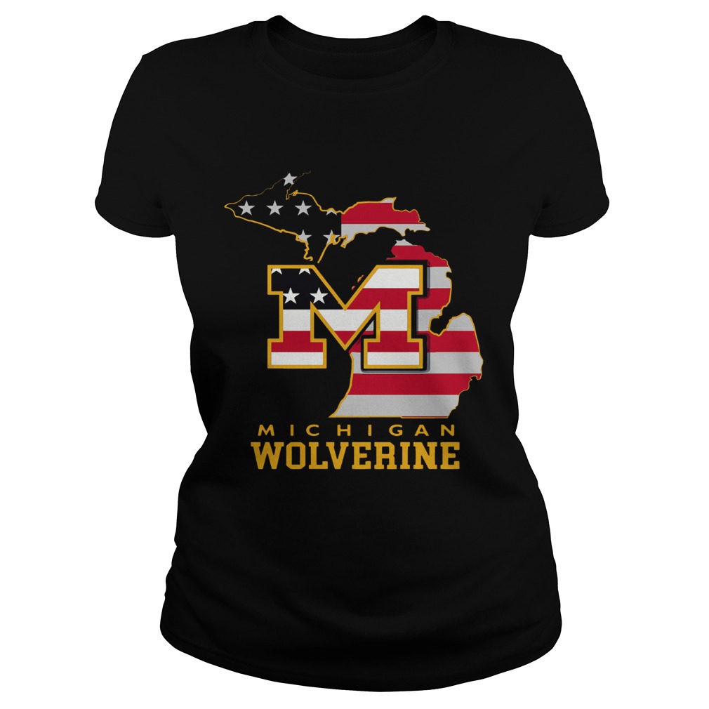 Michigan Wolverine American Map Flag Classic Ladies