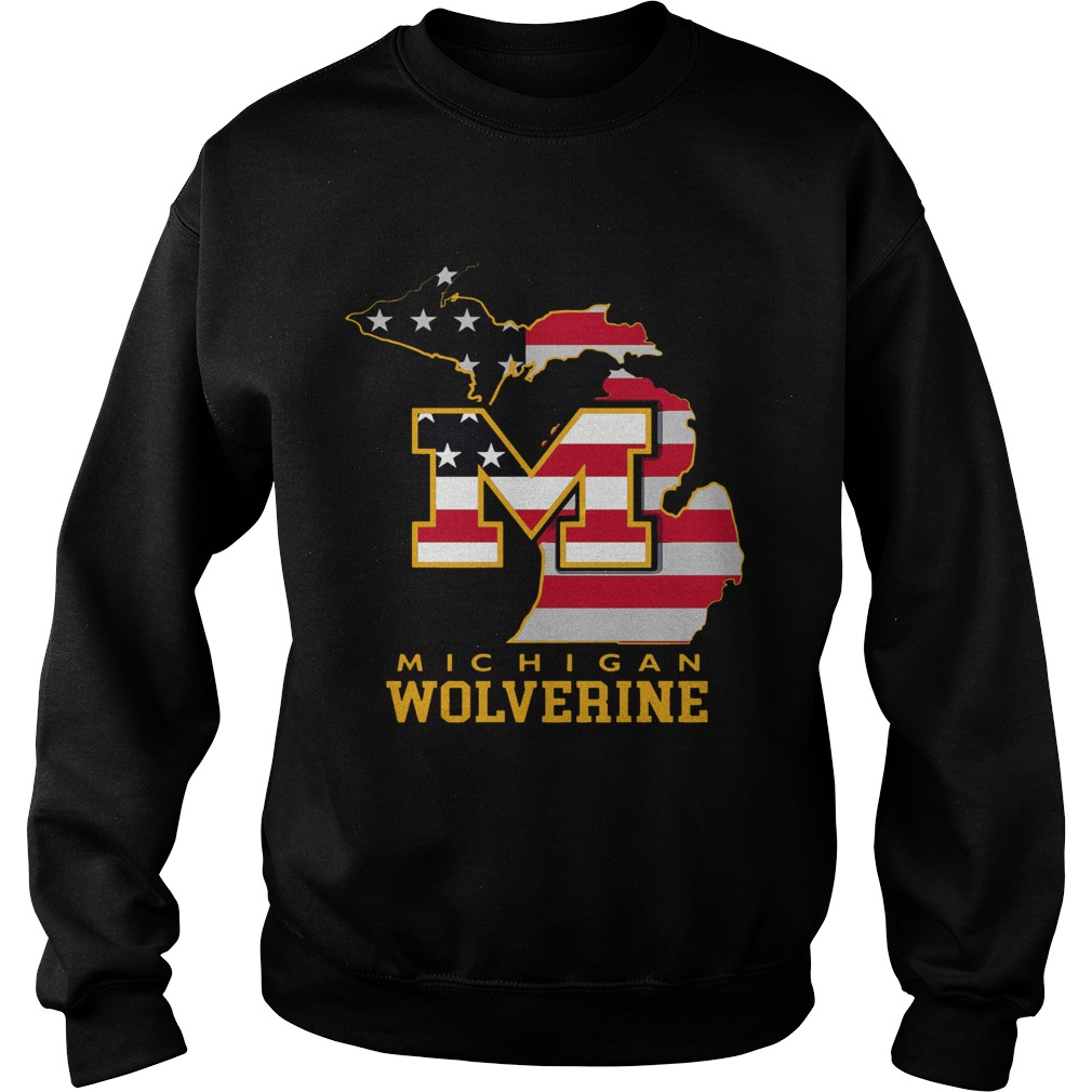 Michigan Wolverine American Map Flag Sweatshirt
