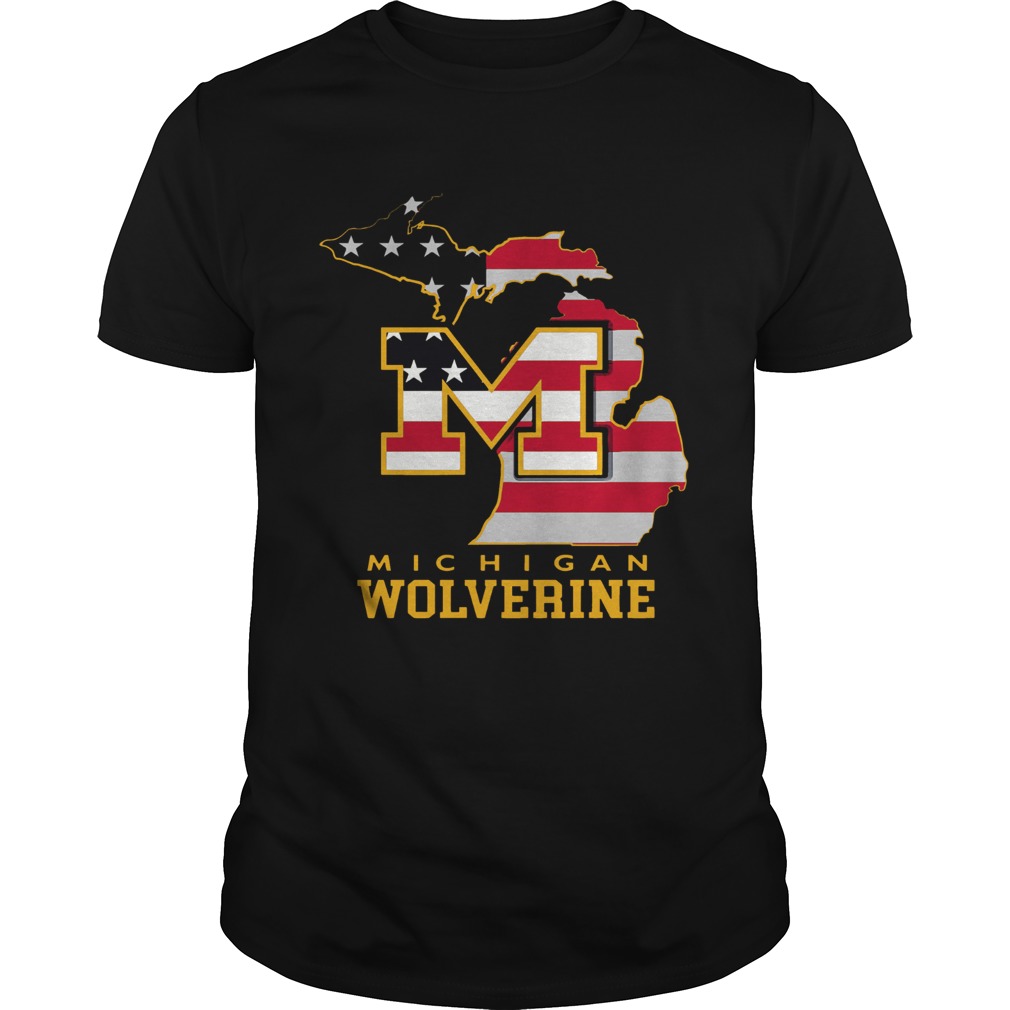 Michigan Wolverine American Map Flag shirt