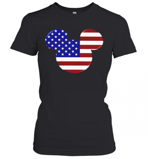 Mickey Mouse American Flag Happy Independence Day T-Shirt Classic Women's T-shirt