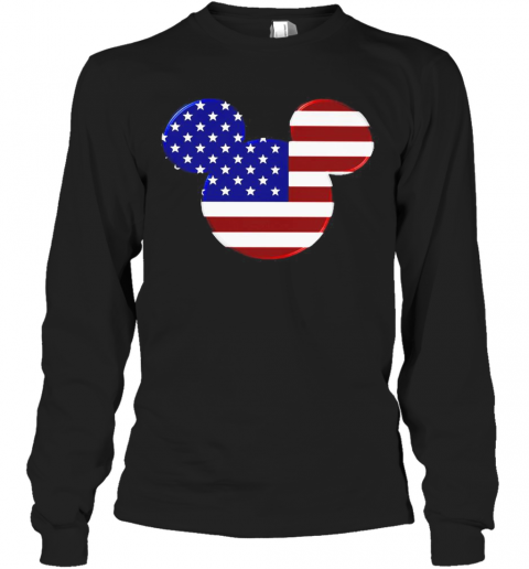 Mickey Mouse American Flag Happy Independence Day T-Shirt Long Sleeved T-shirt 