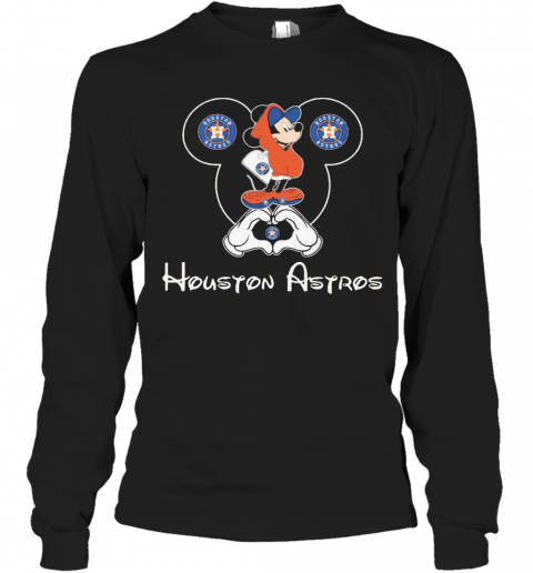 Mickey Mouse Houton Astros Heart T-Shirt Long Sleeved T-shirt 