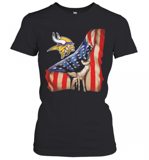 Minnesota Vikings American Flag Independence Day T-Shirt Classic Women's T-shirt