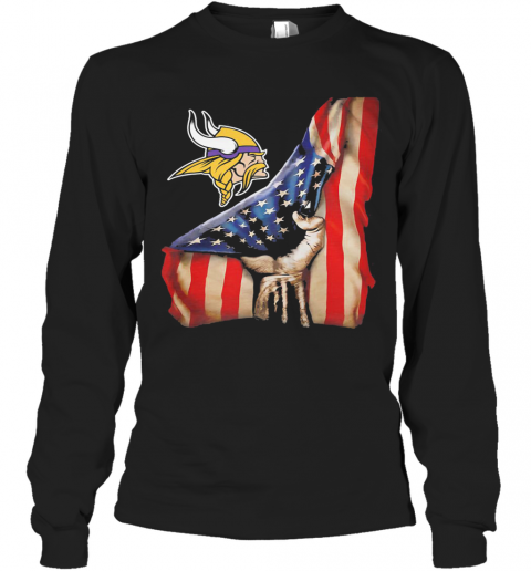 Minnesota Vikings American Flag Independence Day T-Shirt Long Sleeved T-shirt 