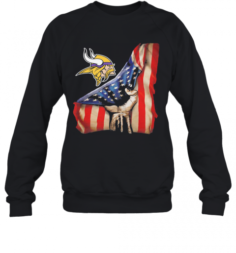 Minnesota Vikings American Flag Independence Day T-Shirt Unisex Sweatshirt