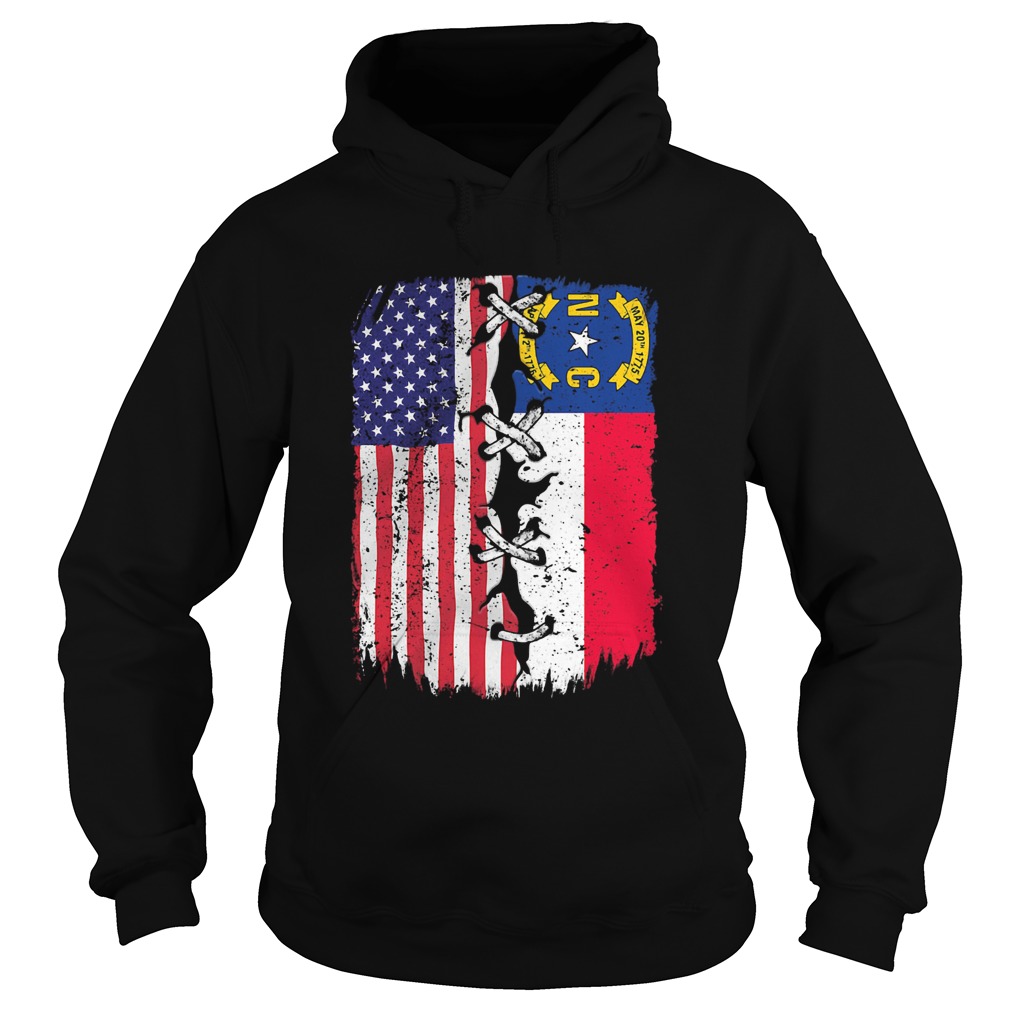 North Carolina and American flag independence day Hoodie