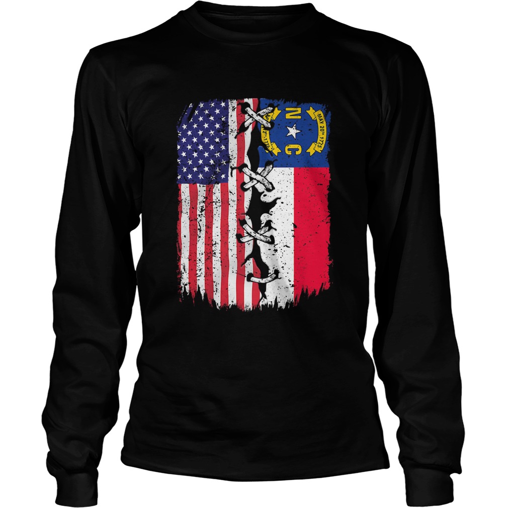 North Carolina and American flag independence day Long Sleeve