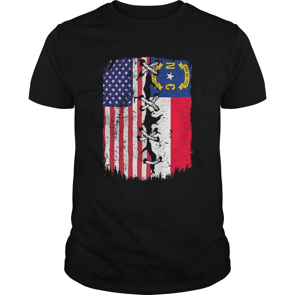 North Carolina and American flag independence day shirt