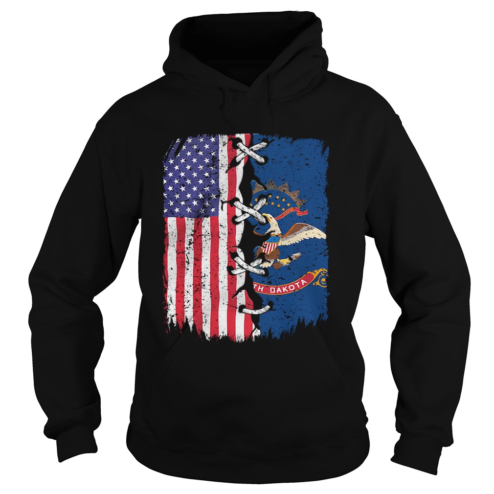 North Dakota And American Flag Independence Day Hoodie