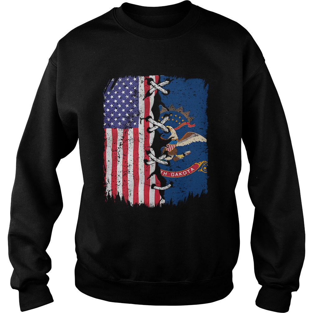 North Dakota And American Flag Independence Day Sweatshirt