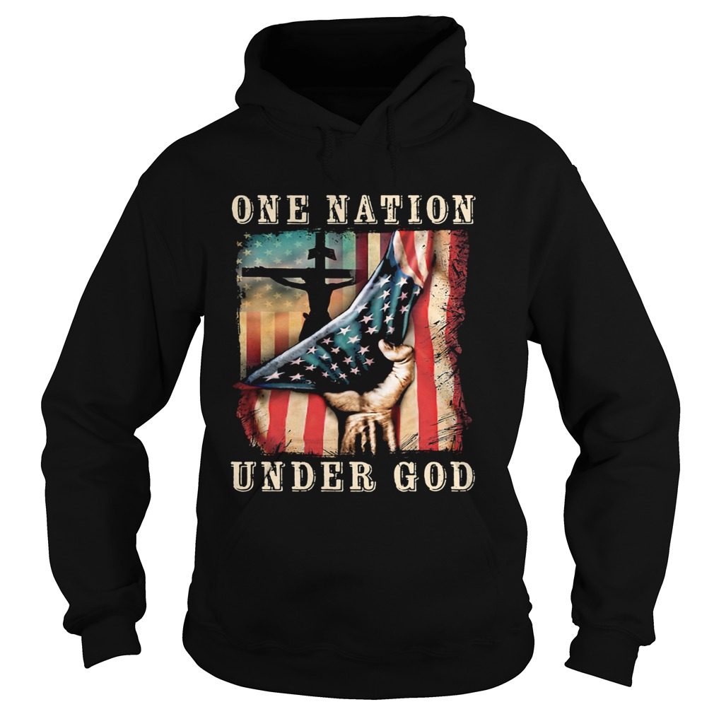 One nation under god American flag veteran Independence Day Hoodie